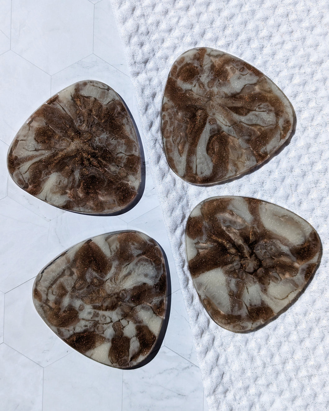 Irregular Resin Coasters - Coffee and cream swirl