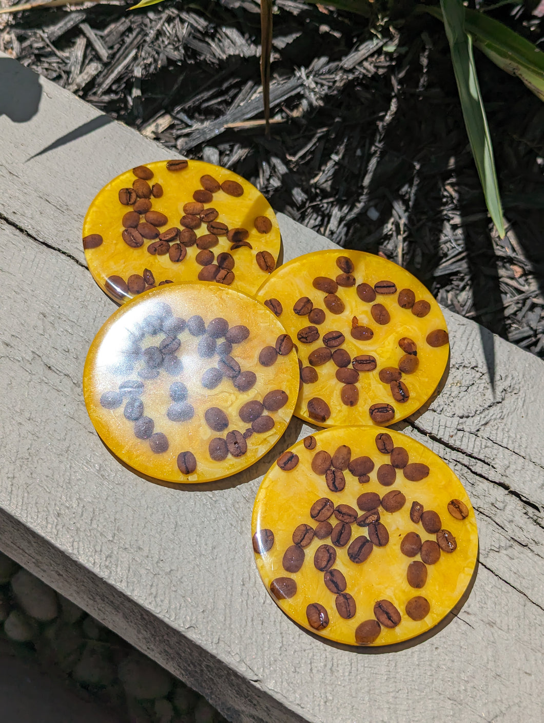 Coffee Bean Coasters - Bumble bee swirl